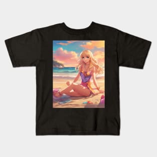 Otaku Approved Beach Anime Girl Collor View Kids T-Shirt